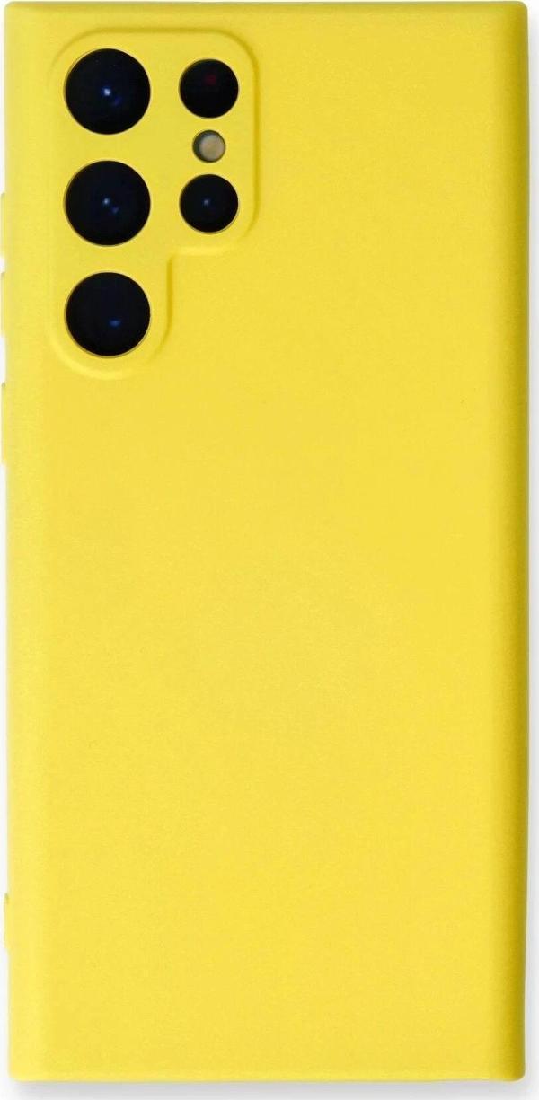 Samsung Galaxy S22 Ultra Kılıf Nano içi Kadife Silikon - Sarı - Image 1