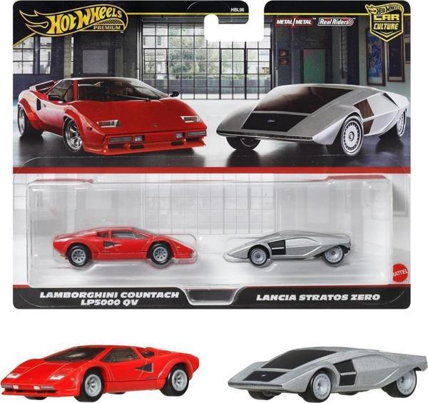 1:64 Hot Wheels Premium Car Culture 2'li Paket LAMBORGHINI COUNTACH LP5000 QV  & LANCIA STRATOS ZERO HBL96 - JBL02 - Image 1