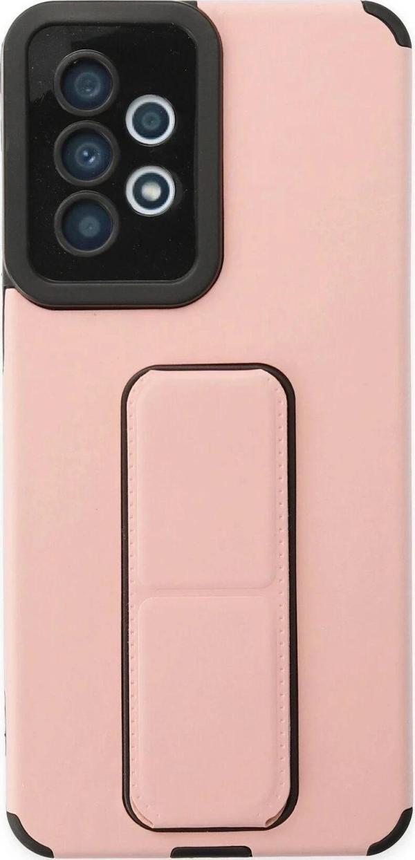 Samsung Galaxy A33 5G Kılıf Mega Standlı Silikon - Pudra - Image 1