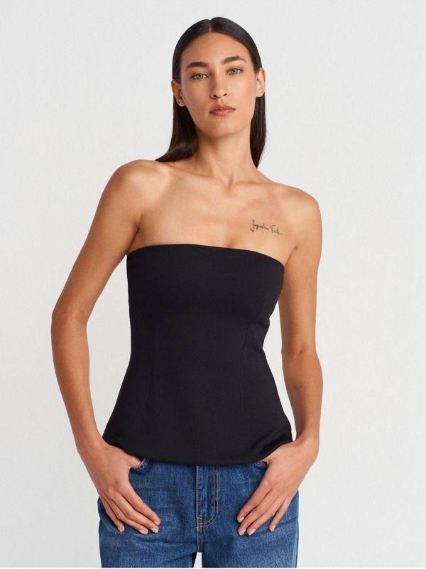 Dilvin Basic Kadın Straplez Top T-shirt- 31860 - Image 1