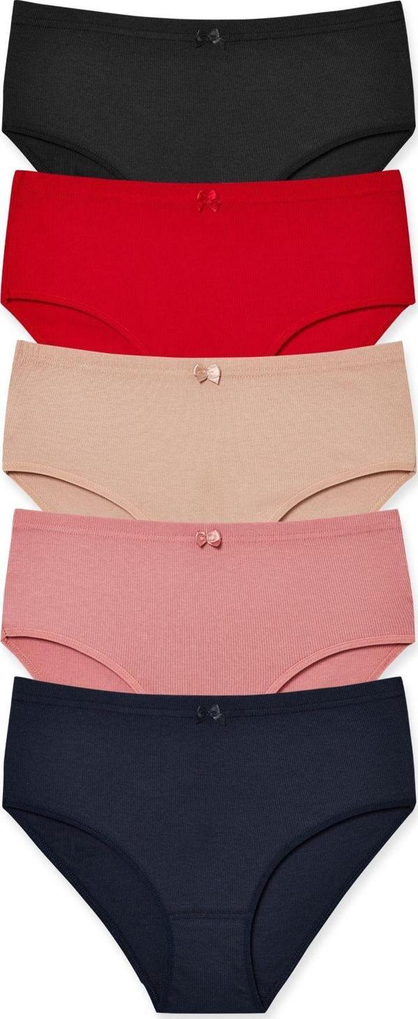 Hnx 5'Li Kaşkorse Yüksek Bel Büyük Beden Kadın Külot - Image 1