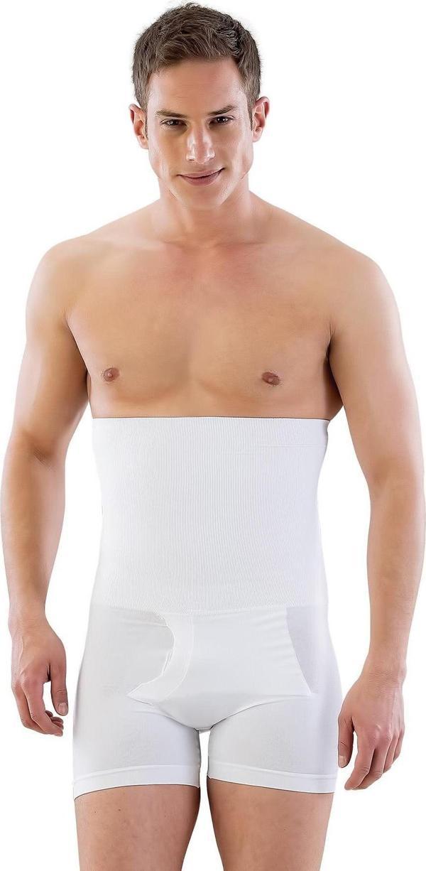 Emay Beyaz Mı E1005 Erkek Yüksek Bel Double Boxer Korse - Image 1