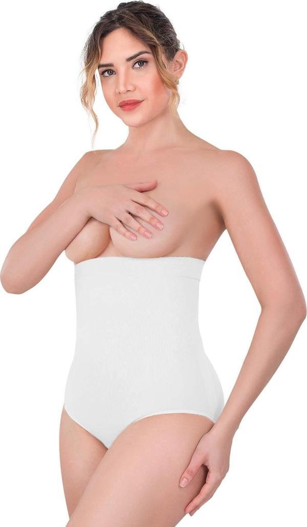 Emay Beyaz Mı 2080 Yüksek Bel Çıtçıtlı Slip Korse - Image 1