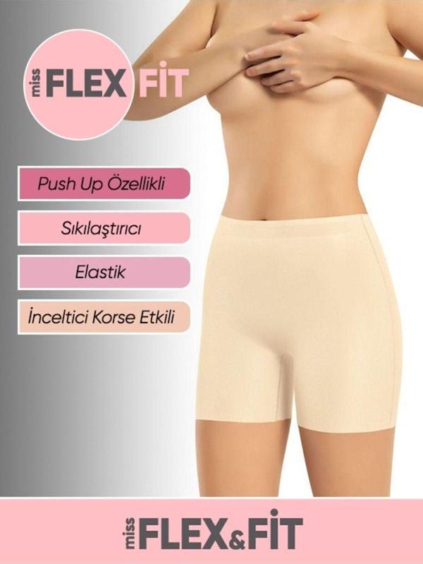 Butik Lazer Kesim Iz Yapmaz Dikişsiz Yüksek Bel Şort - Image 1