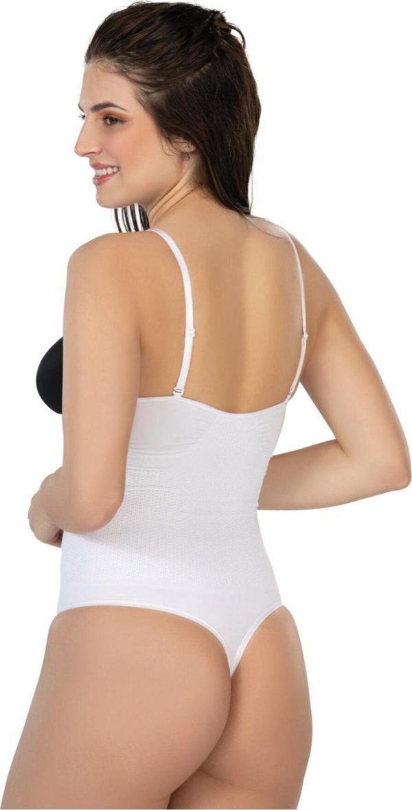 Emay Beyaz Mı 2076 Göğüsü Açık String Body Korse - Image 1
