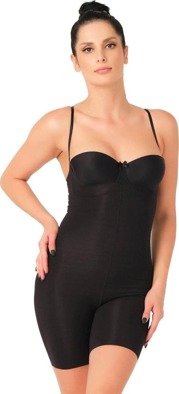 Emay Siyah Mı 2758 Lazer Kesim Göğsü Açık Boxer Korse - Image 1