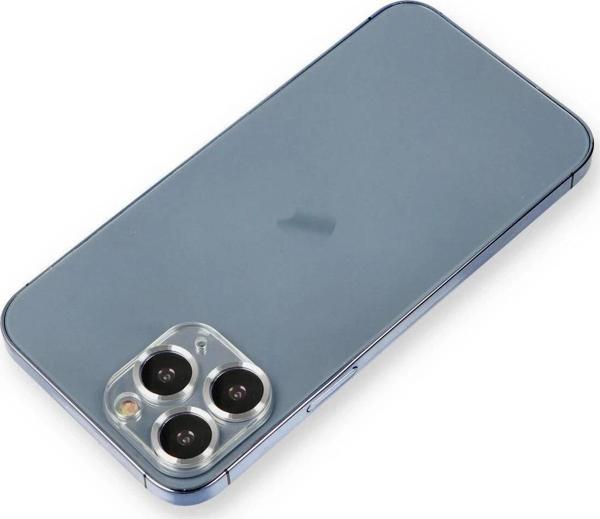 iPhone 11 Pro Max Metal Kamera Lens Koruma Cam - Gümüş - Image 1