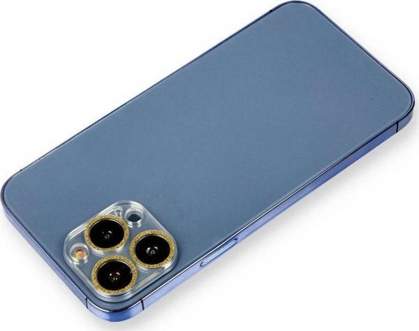 iPhone 13 Pro Max Shine Kamera Lens Koruma Cam - Gold - Image 1