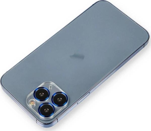 iPhone 11 Pro Max Metal Kamera Lens Koruma Cam - Mavi - Image 1