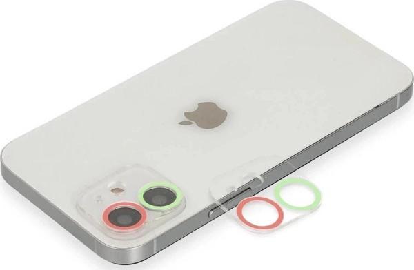 iPhone 12 Renkli Kamera Lens Koruma Cam - Yeşil-Pembe - Image 1