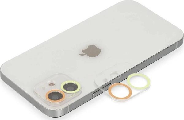 iPhone 12 Renkli Kamera Lens Koruma Cam - Sarı-Turuncu - Image 1