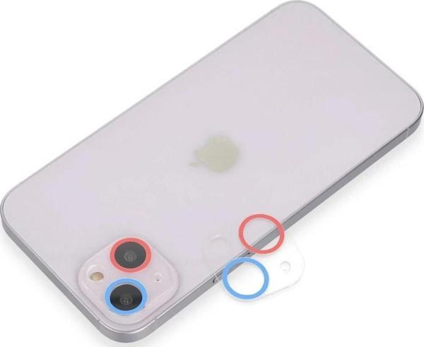 iPhone 13 Mini Renkli Kamera Lens Koruma Cam - Pembe-Mavi - Image 1
