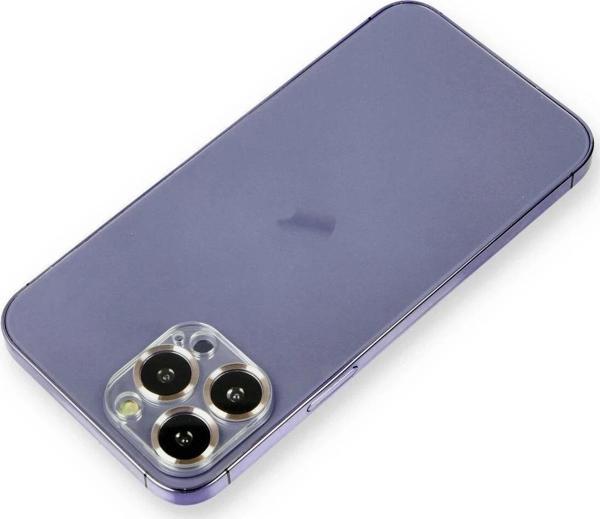iPhone 12 Pro Max Metal Kamera Lens Koruma Cam - Gold - Image 1