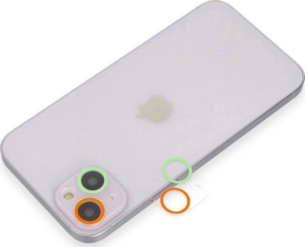 iPhone 13 Renkli Kamera Lens Koruma Cam - Turuncu-Yeşil - Image 1