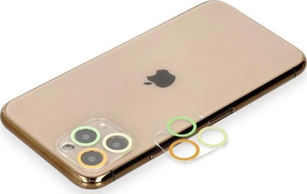 iPhone 11 Pro Renkli Kamera Lens Koruma Cam - Sarı-Turuncu - Image 1