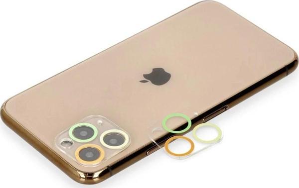 iPhone 11 Pro Max Renkli Kamera Lens Koruma Cam - Sarı-Turuncu - Image 1