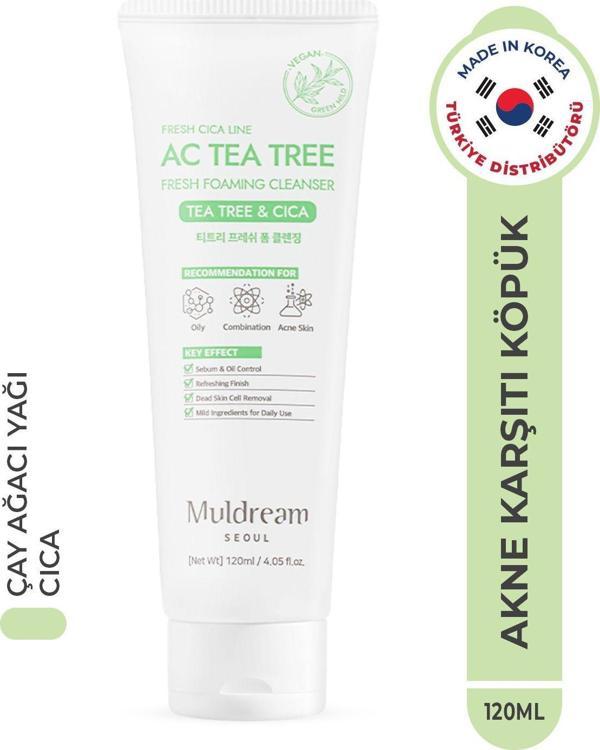 Muldream Ac Tea Tree Fresh Foaming Cleanser Yüz Temizleme Köpüğü Sebum Dengeleyici Çay Ağacı Yağı Kore 120Ml - Image 1