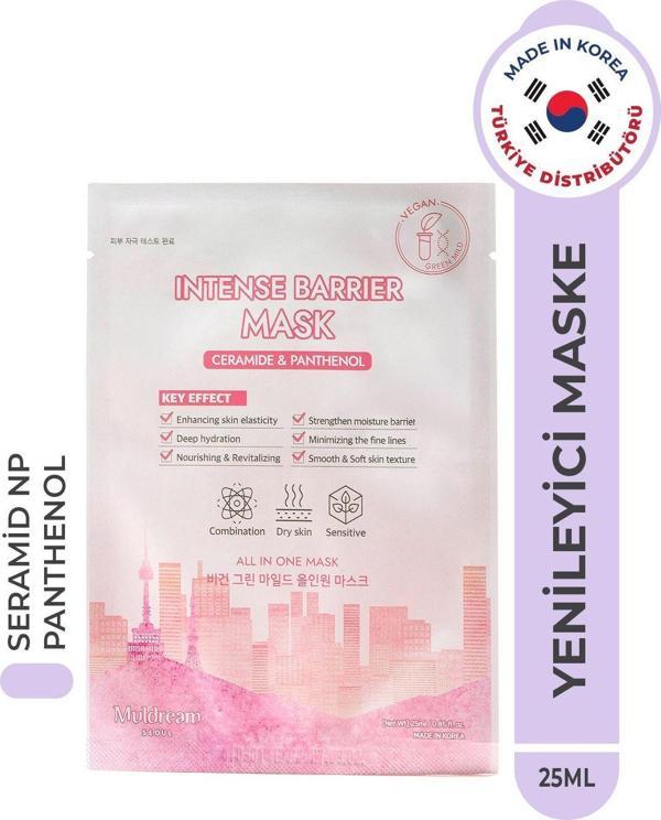 Muldream İntense Barrier Mask Kağıt Yüz Maskesi Kuru Ve Hassas Cilt Onarıcı Bariyer Güçlendirici Kore 25Ml - Image 1