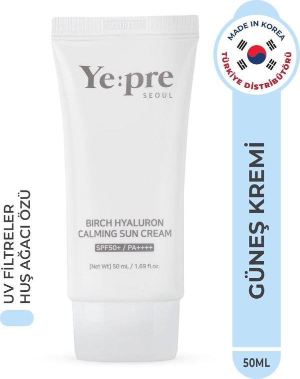 Ye:Pre Birch Hyaluron Calming Sun Cream Spf50 Güneş Kremi Nemlendirici Huş Ağacı Hyaluronic Acid Kore 50Ml - Image 1