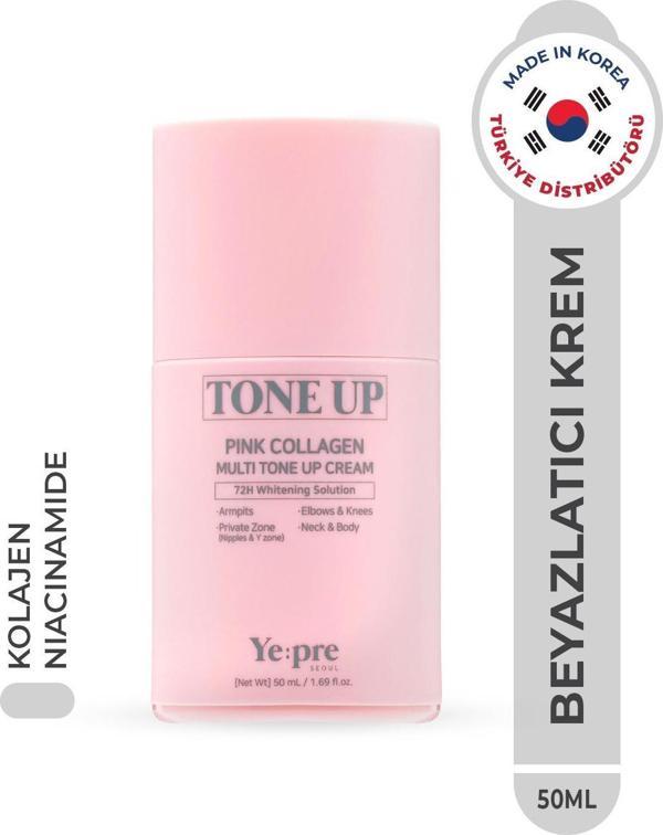 Ye:Pre Pink Collagen Multi Tone Up Cream Ton Eşitleyici Kolajen Krem 72 Saat Etkili Leke Karşıtı Kore 50Ml - Image 1