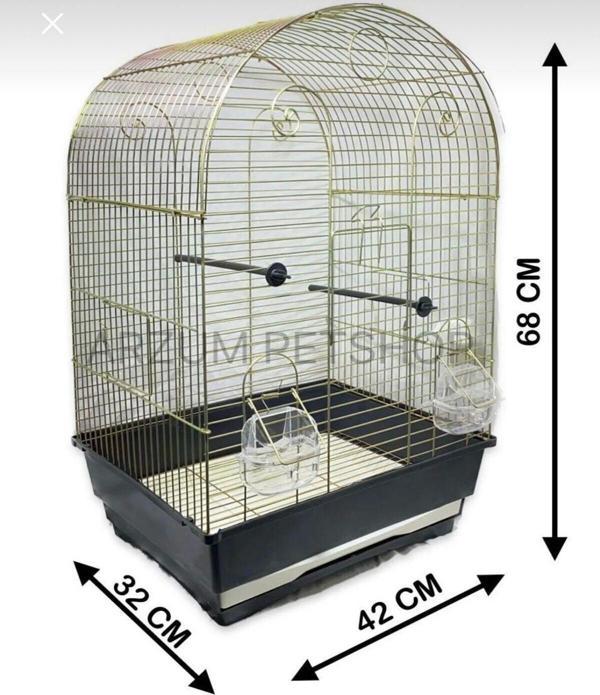Cosargroup Muhabbet Kuşu Ve Papağan Için Sarı Pirinç Kaplama Lüks Kuş Kafesi 42X32X68 - Image 1