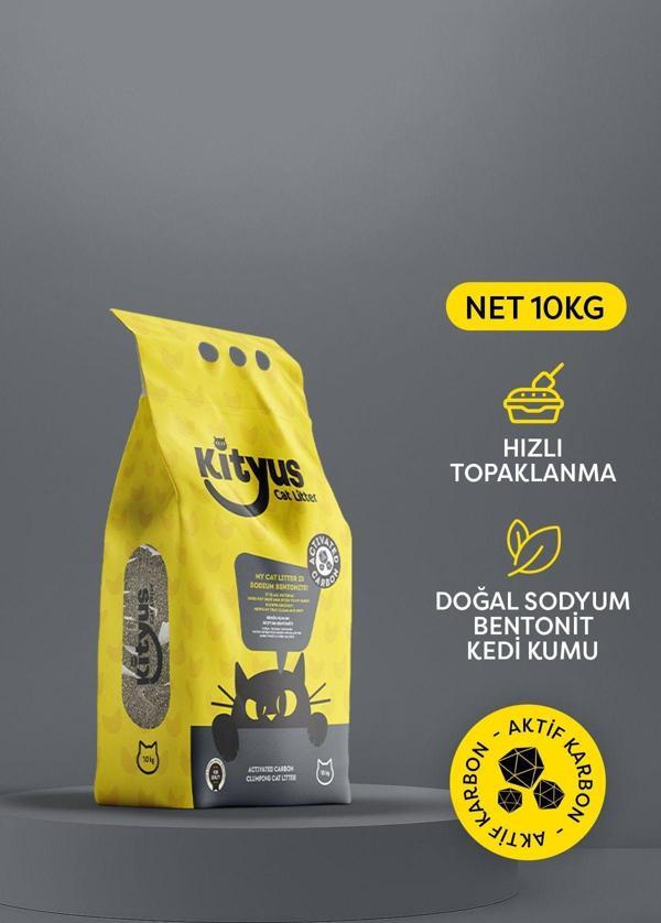 Kityus Ekstra Topaklanan, Ince Taneli, Tozsuz, Aktif Karbonlu Bentonit Kedi Kumu 10Kg - Image 1