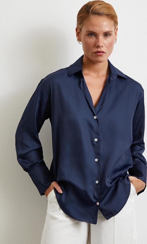 Diagonal Desen Gömlek Lacivert - Image 1