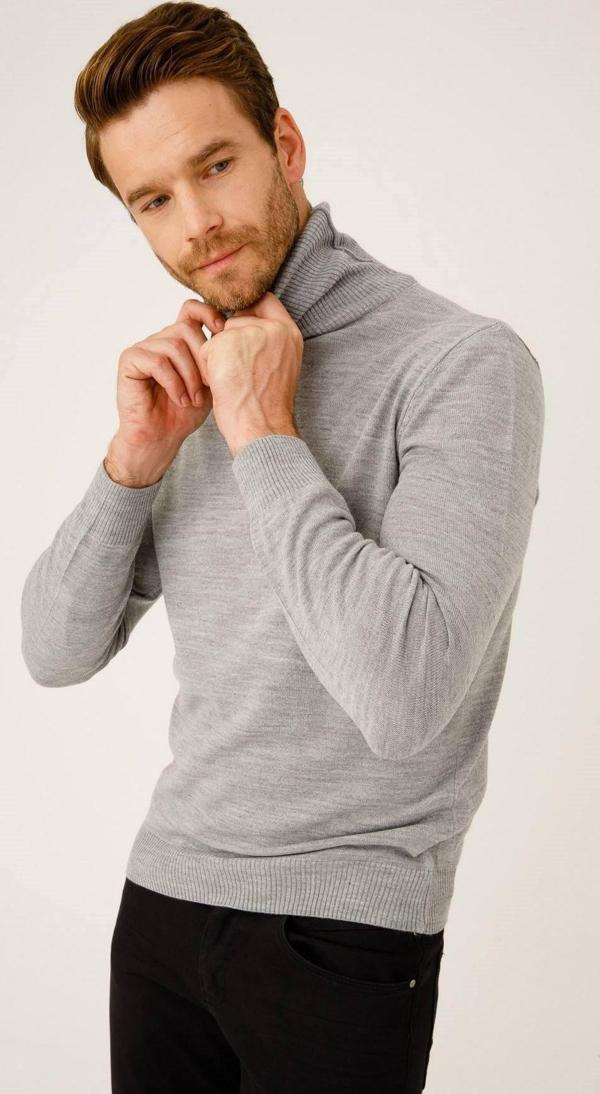 Erkek A.Gri  Tam Balıkçı Triko - Image 1