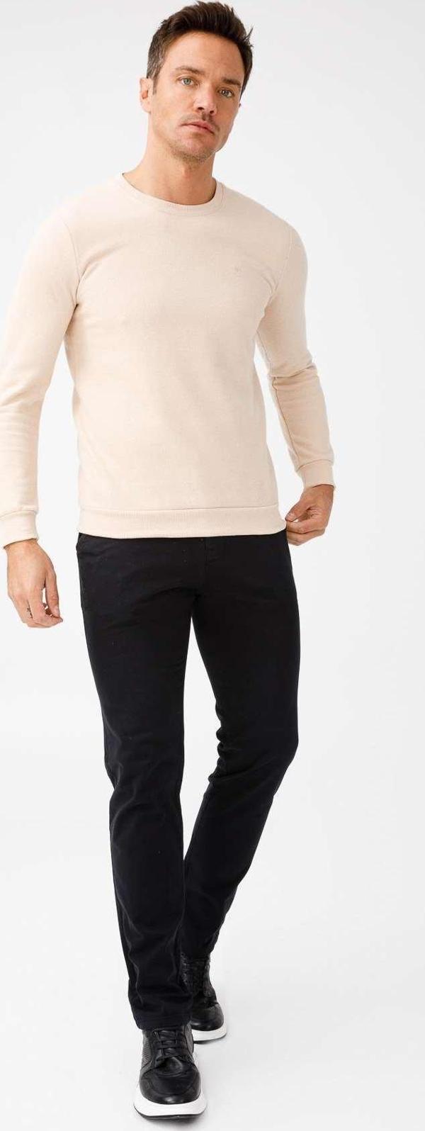 Erkek Bej  Bisiklet Yaka Triko - Image 1