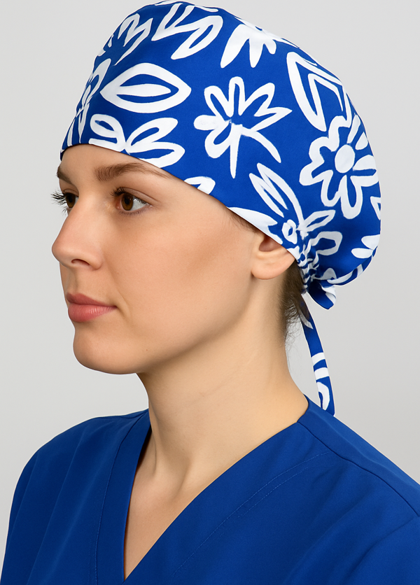 Desenli Mavi Doktor Hemşire Aşçı Cerrahi Bone Hastane Bone Bandana M452 - Image 1