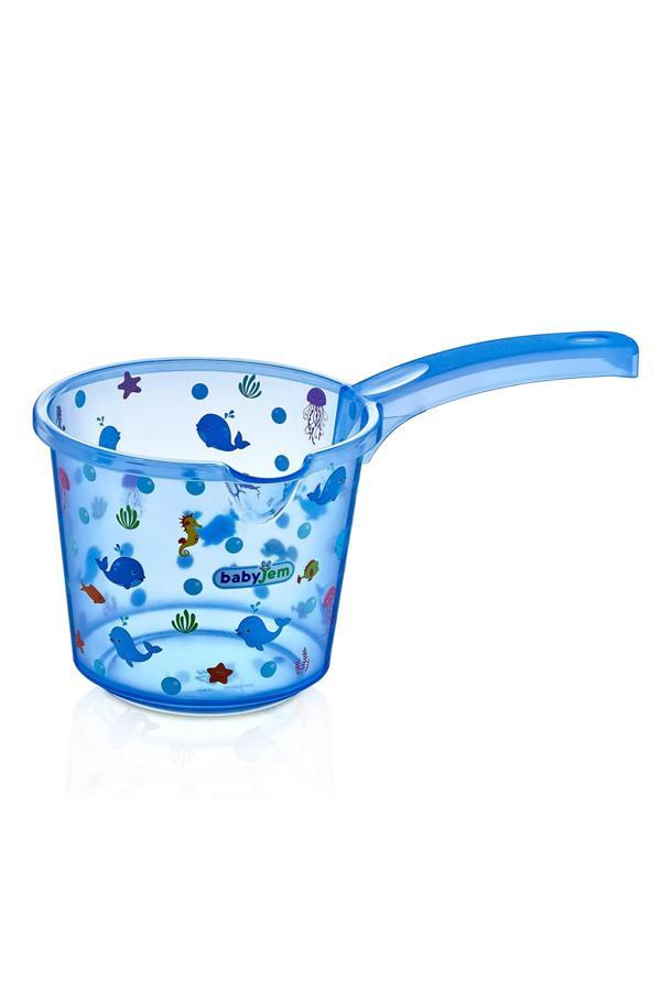 Babyjem Bebek Banyo Maşrapası Şeffaf Desenli Mavi - Image 1