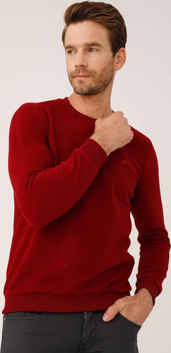 Erkek Bordo  Bisiklet Yaka Triko - Image 1