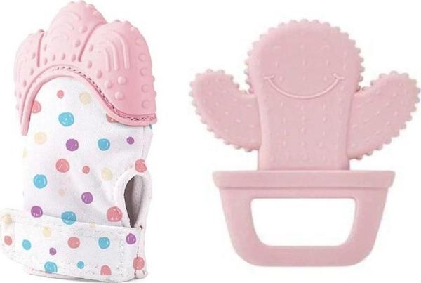 Babyjem 2'Li Diş Kaşıma Seti Diş Kaşıyıcı Eldiven Diş Kaşıyıcı Kaktüs Pembe - Image 1