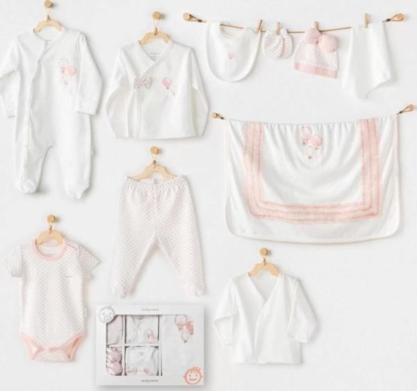 Andywawa Ac25551 Newborn Set Pınk Baloons 10'lu Hastane Çıkışı Ekru - Image 1