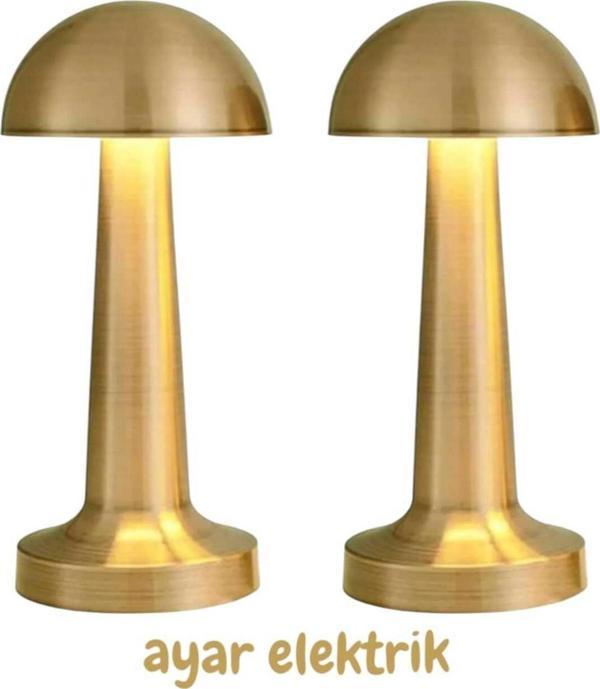 Cata Dekoratif Masa Lambası Dimmerli Şarjlı Lizbon Gold Ct-8429 Masa Lambası 3 Renk Işık Modu 2 Adet - Image 1