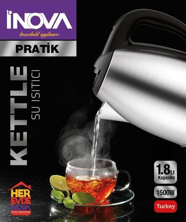 İnova Pratik Paslanmaz Çelik Kettle Su Isıtıcısı 360 Dönebilen Gövde - Image 1