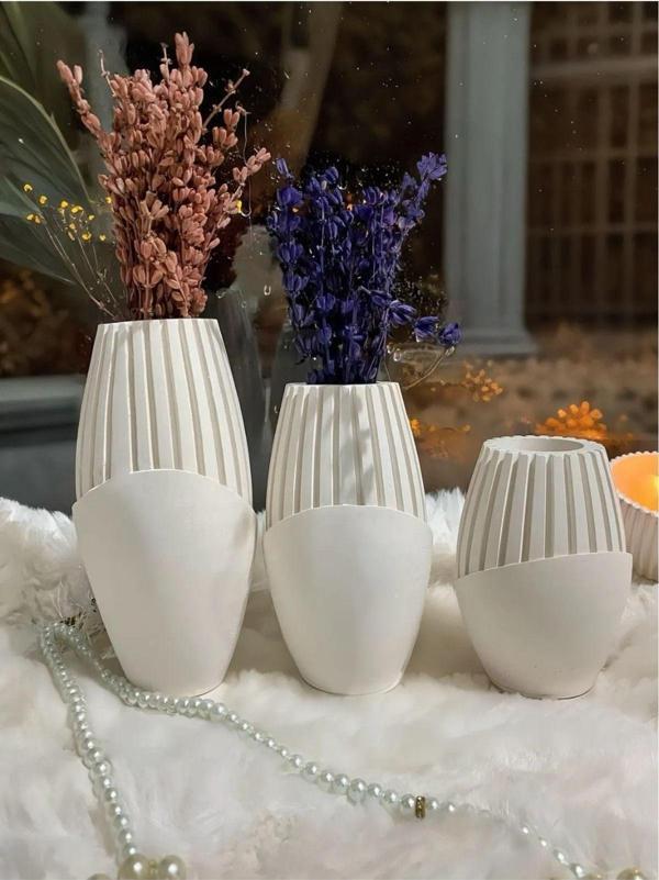 Lambader Dekoratif Alçı Vazo 3Lü Set - Image 1
