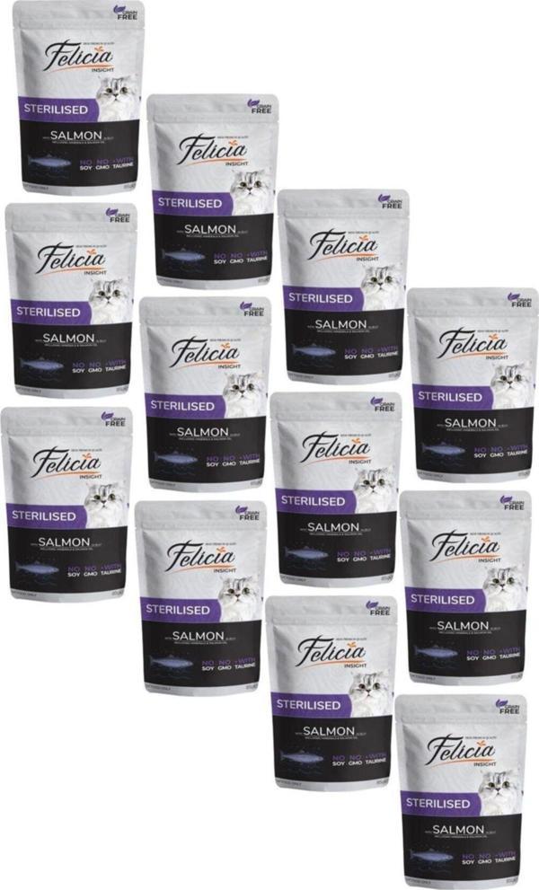 Tahılsız Yetişkin Sterilised Kısırlaştırılmış Somonlu Yaş Kedi Maması 85 Gr (12 Adet) - Image 1