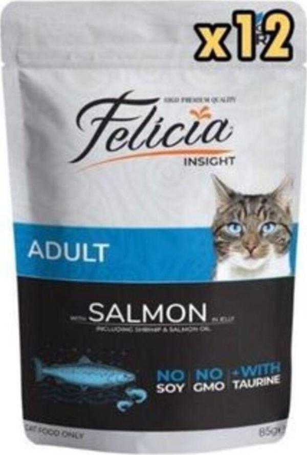 Tahılsız 85 Gr Pouch Yetişkin Somonlu Yaş Kedi Maması 12 Adet - Image 1