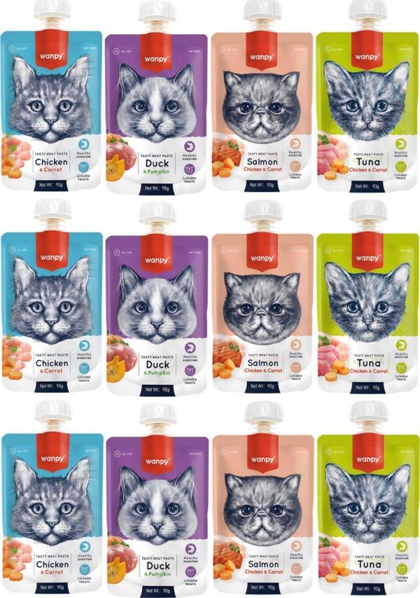 Tasty Meat Paste Taze Sıvı Kedi Ödül Maması Karışık 90gr - 12 Adet - Image 1