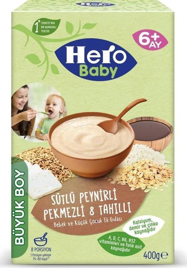 Hero Baby Sütlü 8 Tahıllı Peynirli Pekmezli Kaşık Mama 400g - Image 1