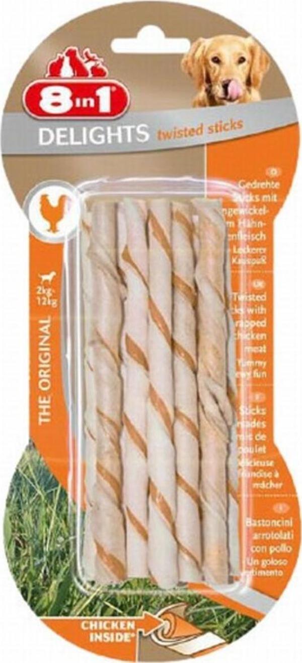 8in1 Delights Twisted Sticks Tavuklu Köpek Ağız Bakım Çubuğu 10'lu 55 gr - Image 1