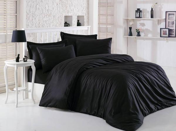 Cotton Box Elegant Siyah Çift Kişilik Saten Nevresim Takımı - Image 1