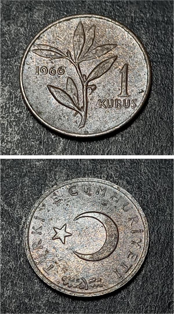 Escoines Koleksiyon 39963687341af2e6c7 1Kuruş 1966 Eski Madeni Para - Image 1