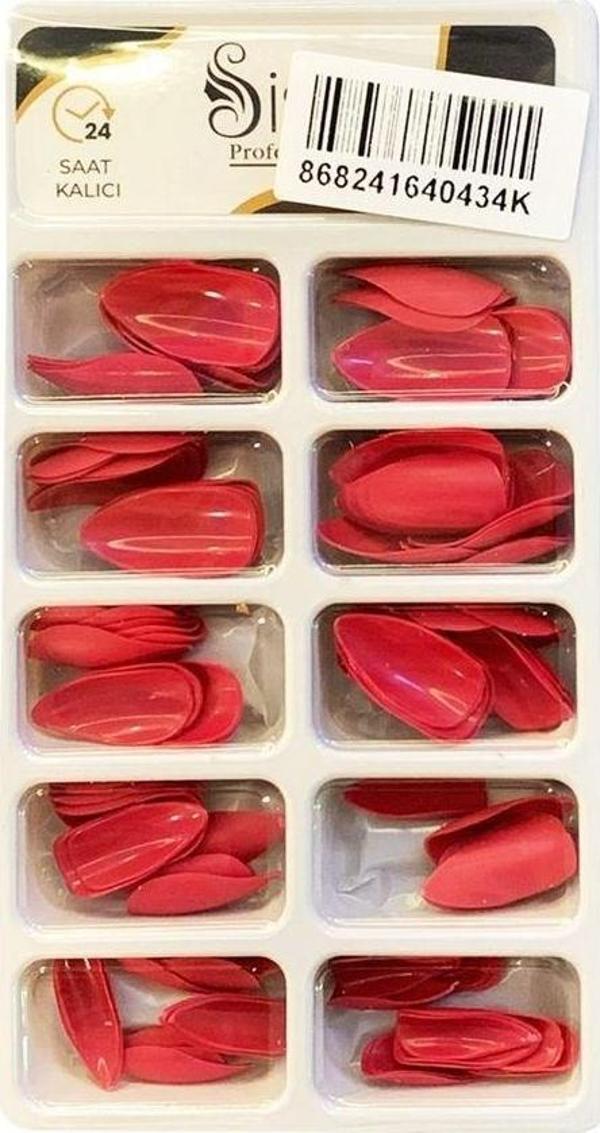 Sisa Profesyonel Plastik Takma Tırnak Kırmızı - Image 1