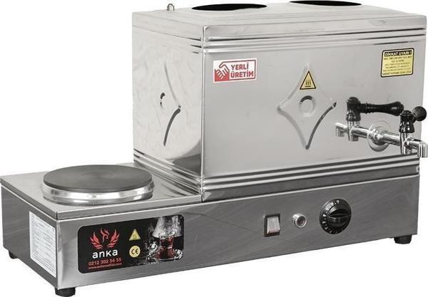 Anka Paslanmaz Eko Elektrikli Çay Kazanı 3 Demlikli 34 Litre Pleytli - Image 1