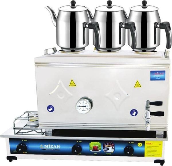 Mizan 60 Lık Tüplü 40 Litre 3 Demlikli Çay Kazanı DEMLİK HEDİYELİ - Image 1