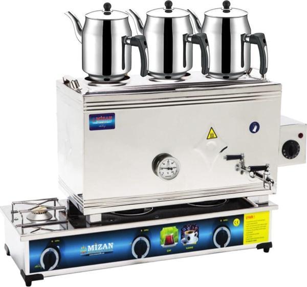 Mizan 60 Lık Tüplü+Elektrikli 40 Litre 3 Demlikli Çay Kazanı DEMLİK HEDİYELİ - Image 1