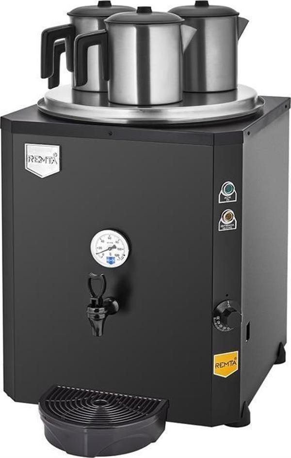 Remta Otomatik Su Alma 40 Litre Üç Demlikli Çay Kazanı Makinesi Siyah - Image 1