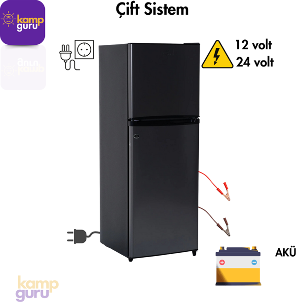 Çift Sistem Cool Life 138 Litre Antrasit Buzdolabı 12/24/220 Volt - Image 1